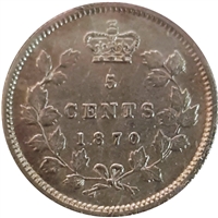 1870 Narrow Rim Canada 5-cents Extra Fine (EF-40) $