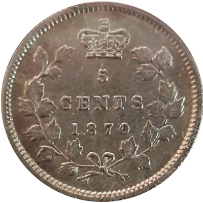 1870 Narrow Rim Canada 5-cents Extra Fine (EF-40) $
