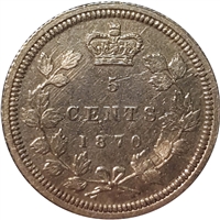 1870 Wide Rim Canada 5-cents Extra Fine (EF-40) $