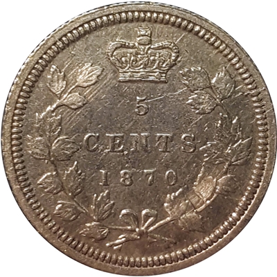 1870 Wide Rim Canada 5-cents Extra Fine (EF-40) $
