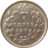 1874H Crosslet 4 Canada 5-cents VF-EF (VF-30) $