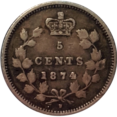 1874H Crosslet 4 Canada 5-cents F-VF (F-15) $