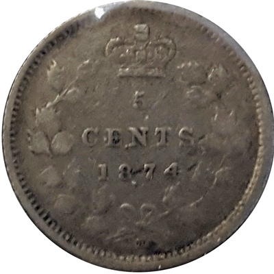 1874H Plain 4 Canada 5-cents Fine (F-12) $