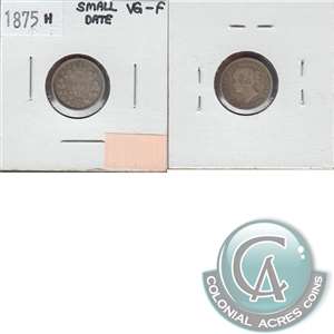 1875H Small Date Canada 5-cents VG-F (VG-10) $
