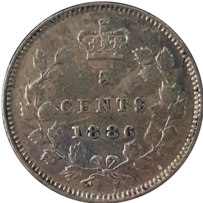 1886 Small 6 Canada 5-cents VF-EF (VF-30) $