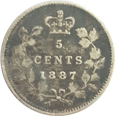 1887 Canada 5-cents F-VF (F-15) $