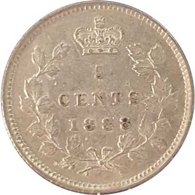 1888 Canada 5-cents Almost Uncirculated (AU-50) $