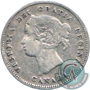 1891 Obv. 5 Canada 5-cents Fine (F-12)