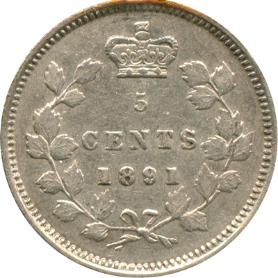 1891 Obv. 5 Canada 5-cents EF-AU (EF-45) $