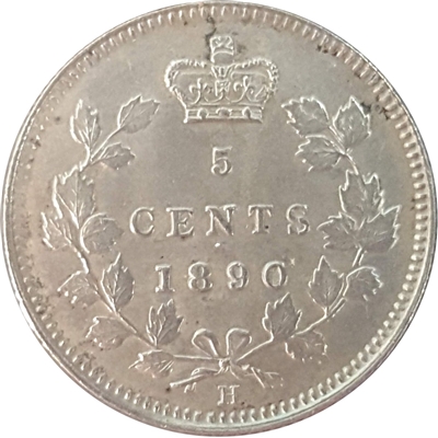 1890H Canada 5-cents AU-UNC (AU-55) $