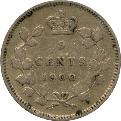 1900 Round 0's Canada 5-cents F-VF (F-15) $