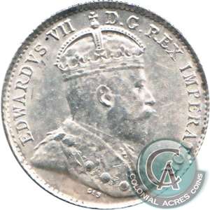 1910 Pointed Leaves Canada 5-cents AU-UNC (AU-55) $