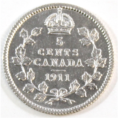 1911 Canada 5-cents Almost Uncirculated (AU-50)