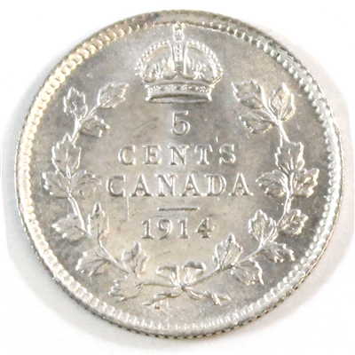 1914 Canada 5-cents AU-UNC (AU-55) $