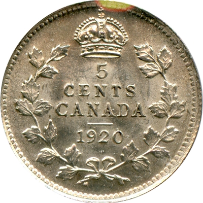 1920 Canada 5-cents Brilliant Uncirculated (MS-63) $