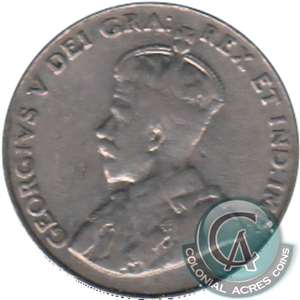 1922 Near Rim Canada 5-cents Very Good (VG-8)