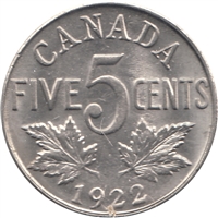 1922 Near Rim Canada 5-cents UNC+ (MS-62) $