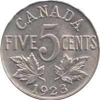 1923 Canada 5-cents Almost Uncirculated (AU-50) $