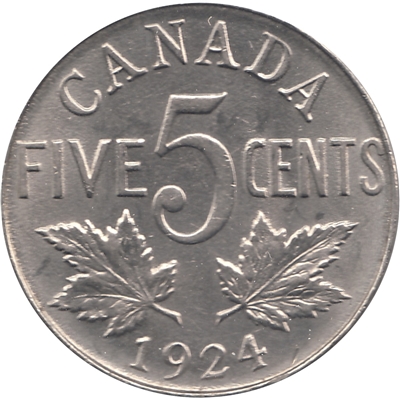 1924 Canada 5-cents UNC+ (MS-62) $