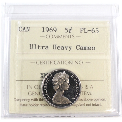 1969 Canada 5-cents ICCS Certified PL-65 Ultra Heavy Cameo