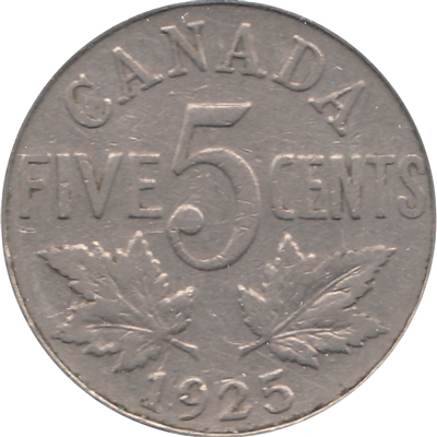 1925 Canada 5-cents Fine (F-12) $