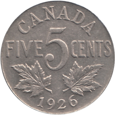 1926 Near 6 Canada 5-cents Extra Fine (EF-40) $