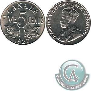 1927 Canada 5-cents AU-UNC (AU-55) $