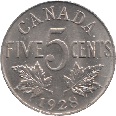 1928 Canada 5-cents UNC+ (MS-62) $