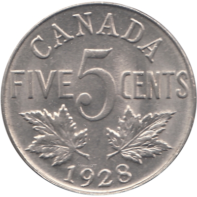 1928 Canada 5-cents Uncirculated (MS-60) $