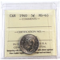 1940 Canada 5-cents ICCS Certified MS-63