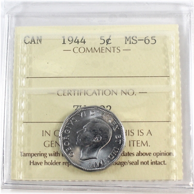 1944 Canada 5-cents ICCS Certified MS-65