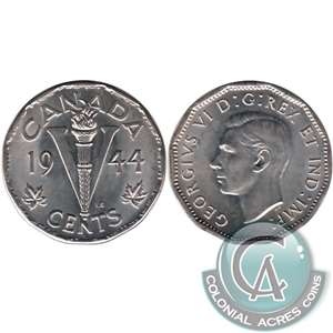 1944 No Chrome Canada 5-cents AU-UNC (AU-55)