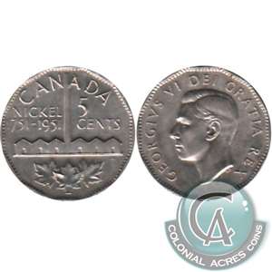 1951 Refinery Canada 5-cents EF-AU (EF-45)