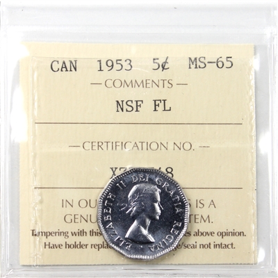1953 NSF FL Canada 5-cents ICCS Certified MS-65