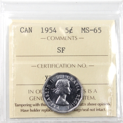 1954 SF Canada 5-cents ICCS Certified MS-65