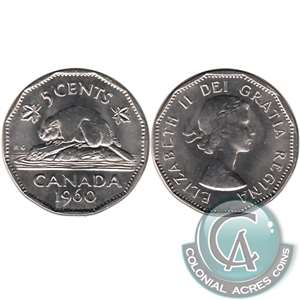 1960 Bald Beaver Canada 5-cents Brilliant Uncirculated (MS-63)