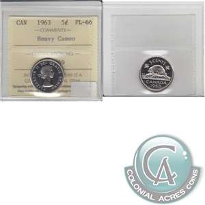 1963 Canada 5-cents ICCS Certified PL-66 Heavy Cameo