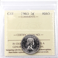 1963 Canada 5-cents ICCS Certified MS-65