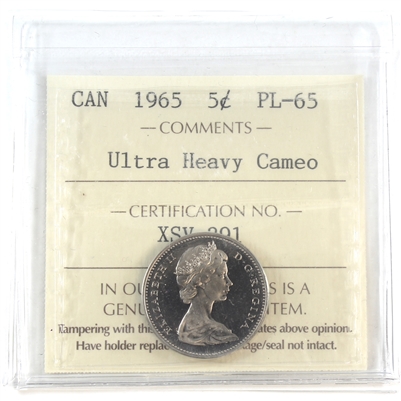 1965 Canada 5-cents ICCS Certified PL-65 Ultra Heavy Cameo