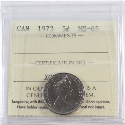 1973 Canada 5-cents ICCS Certified MS-65