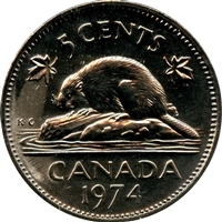 1974 Canada 5-cents Brilliant Uncirculated (MS-63)