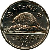 1990 Canada 5-cents Brilliant Uncirculated (MS-63)