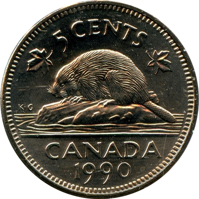 1990 Canada 5-cents Brilliant Uncirculated (MS-63)