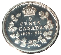 1998 (1908-1998) Commem. Canada 5-cents Proof