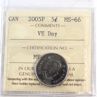 2005P VE Day Canada 5-cents ICCS Certified MS-66