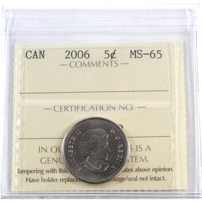 2006 Canada 5-cents ICCS Certified MS-65