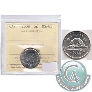 2008 Canada 5-cents ICCS Certified MS-65