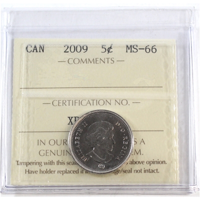 2009 Canada 5-cents ICCS Certified MS-66