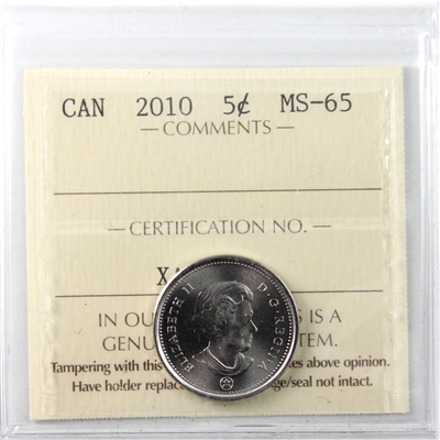 2010 Canada 5-cents ICCS Certified MS-65