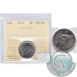 2011 Canada 5-cents ICCS Certified MS-64